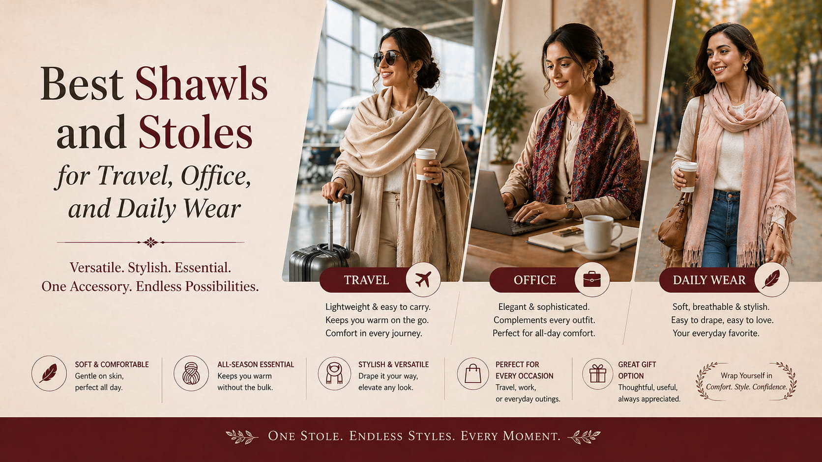 Best Shawls and Stoles for Travel, Office, and Daily Wear Best Shawls and Stoles for Travel, Office, and Daily Wear